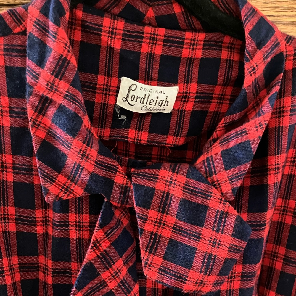 Vintage red/black gingham 3/4 sleeve dress